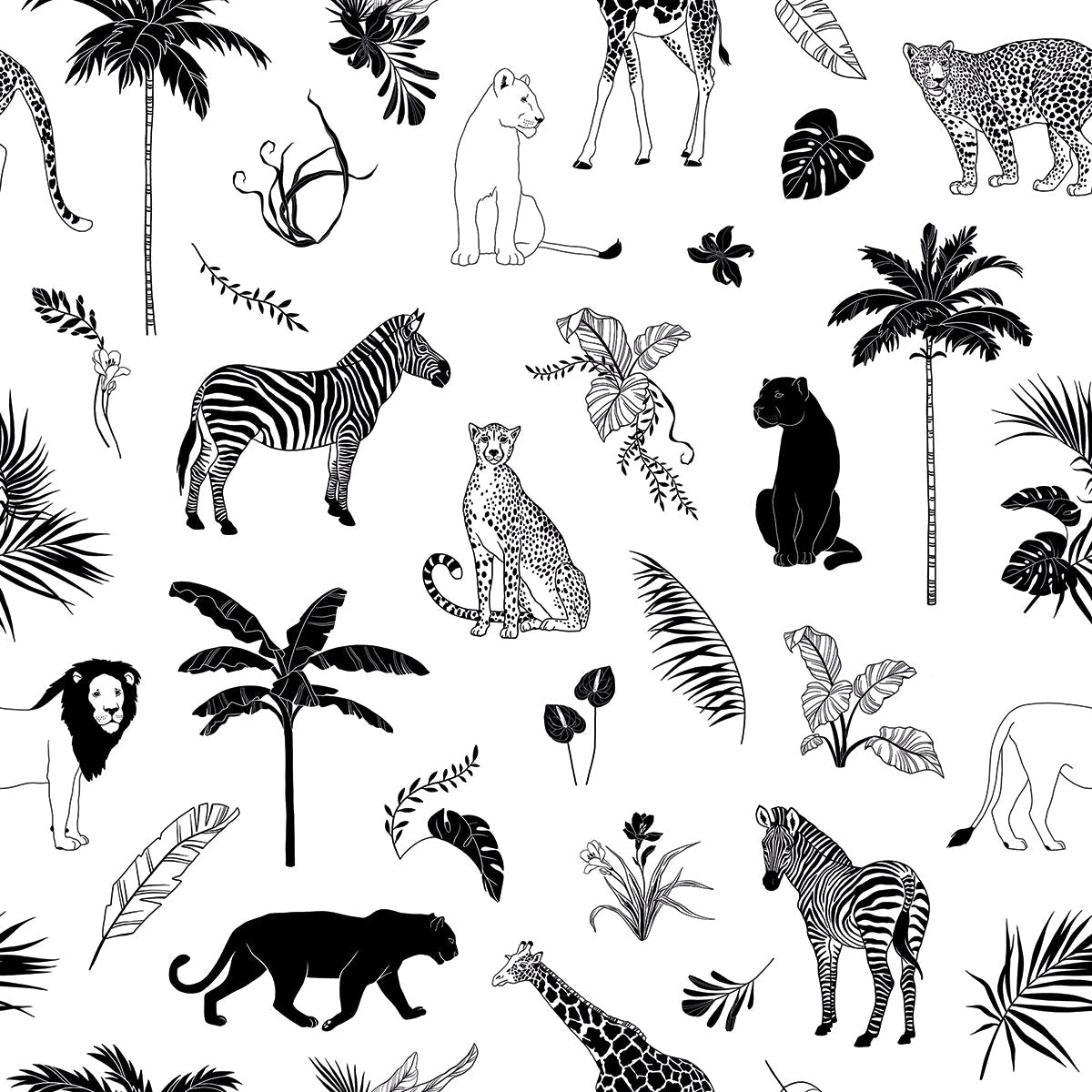 BLACK MAJIK - Échantillon papier peint, animals mix