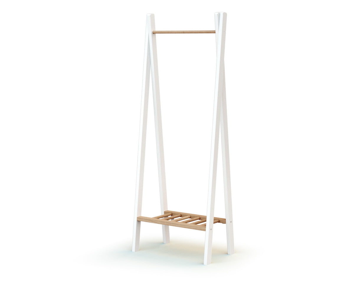 Porte-vêtement enfant en bois blanc et hêtre brut - Essentiel