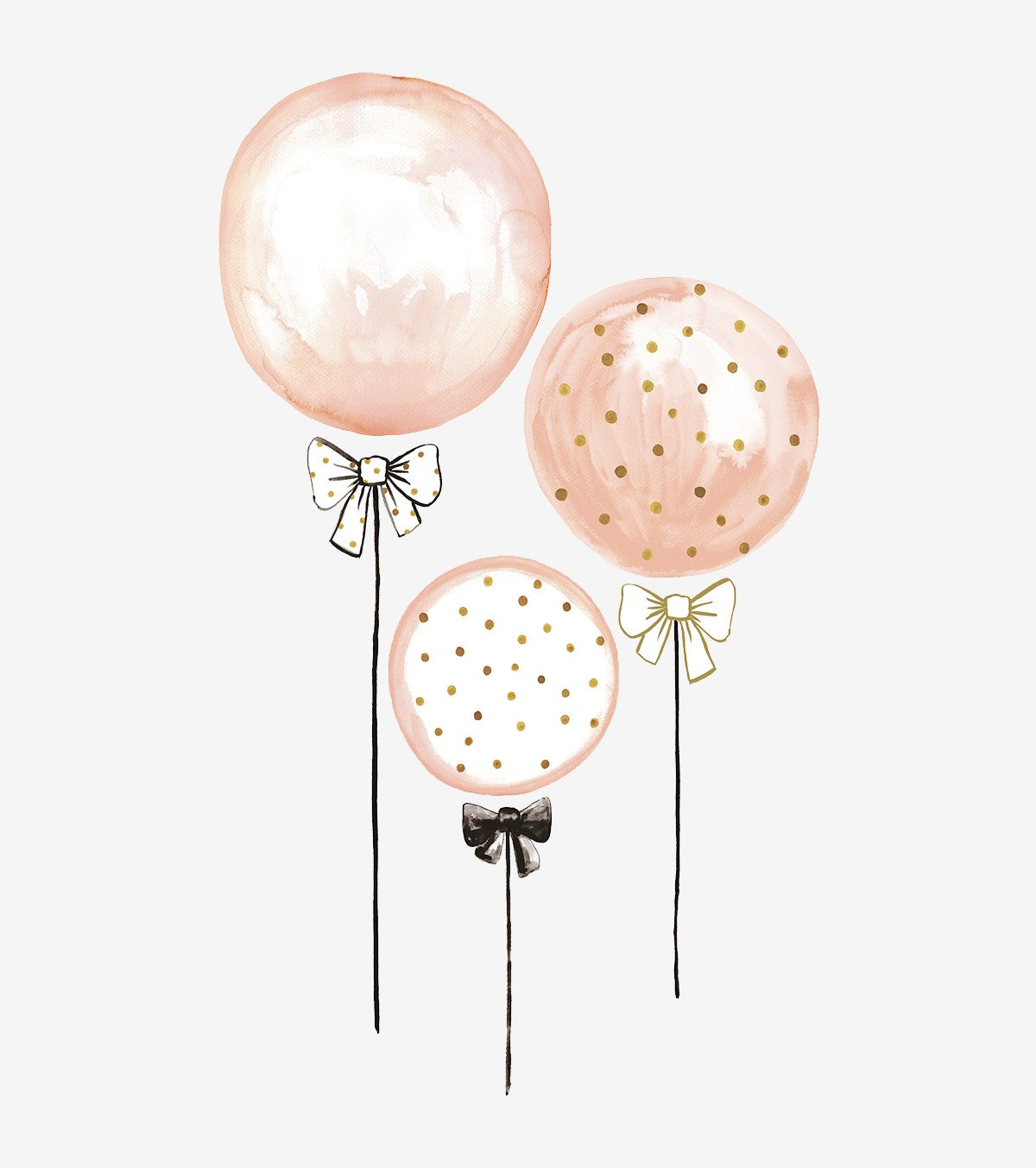 FLAMINGO - Grands stickers - Ballons rose à pois dores