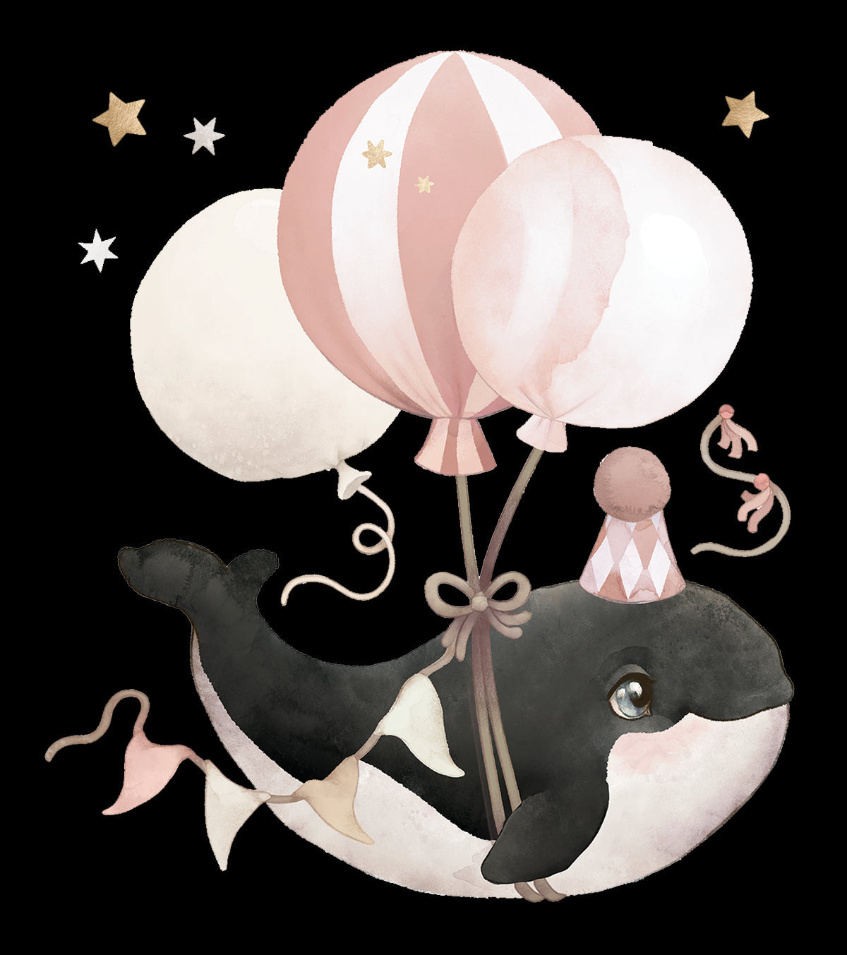 SELENE - Grand sticker - Orque et ballons (rose)