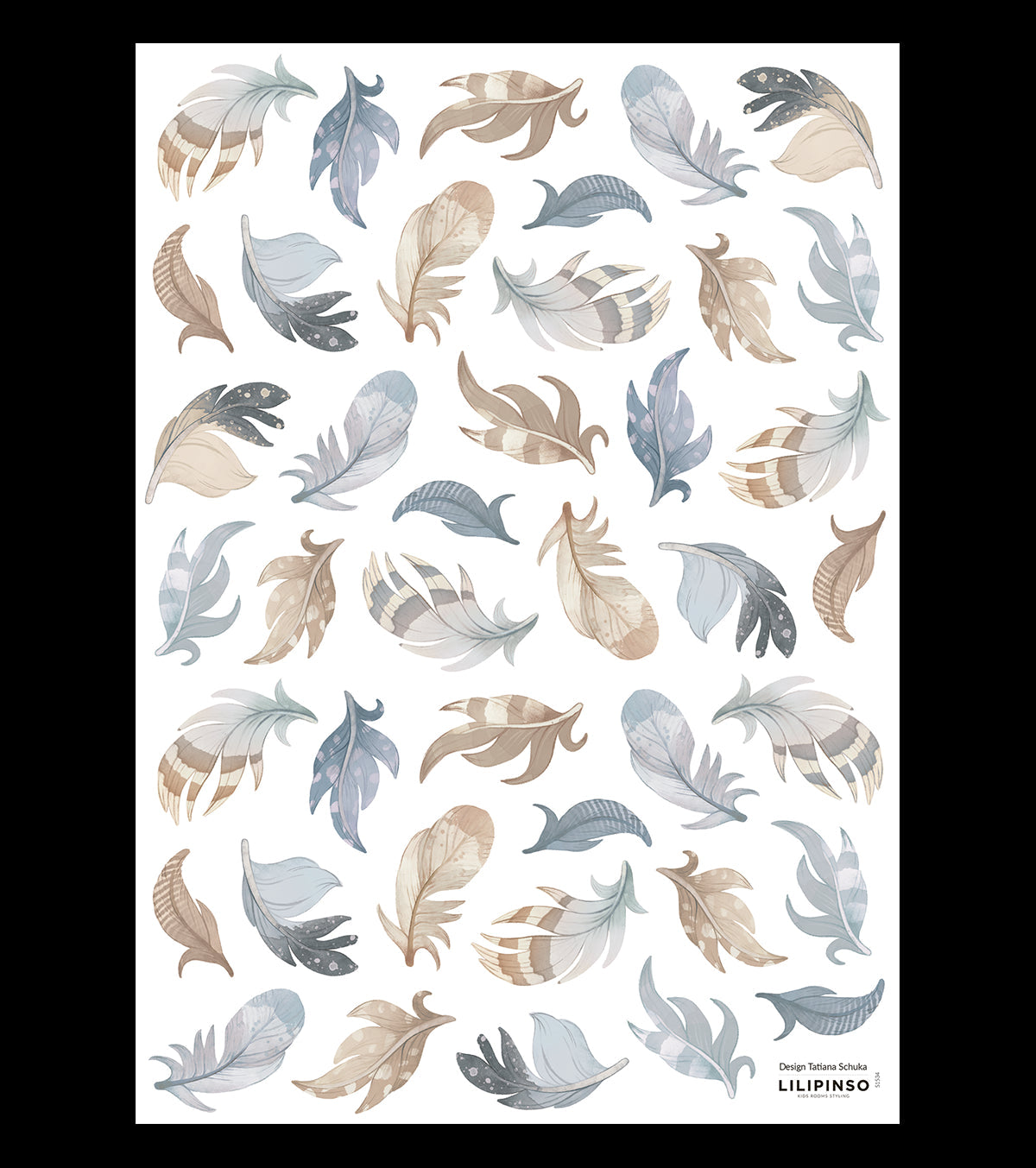 SELENE - Stickers muraux - Les plumes (bleu)